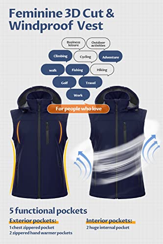 Image of CREATMO US Women's Lightweight Softshell Vest Outerwear Windbreaker Sleeveless Jacket With Removable Hood