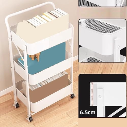 Chariot de rangement pliable polyvalent à étagères et poignées pour la maison - 5