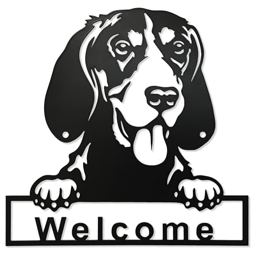 LACEEZEN Metal Dog Wall Art Home Decor Minimalist Hanging Appearance Dog Black Wall Sculptures Room & Living Room Front Entry Door Wall Garden Balcony 9.8