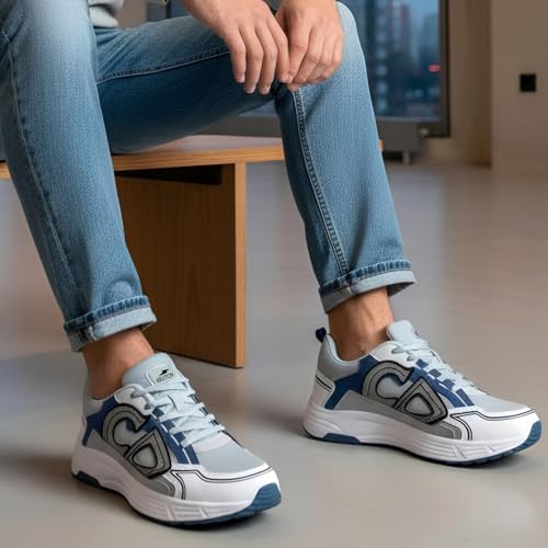 Image of BRUTON Men's Sneakers | Lightweight Stylish Breathable Lace-Up Shoes | Cushioned Sports Sneakers for Walking, Travel, Gym & Everyday Wear