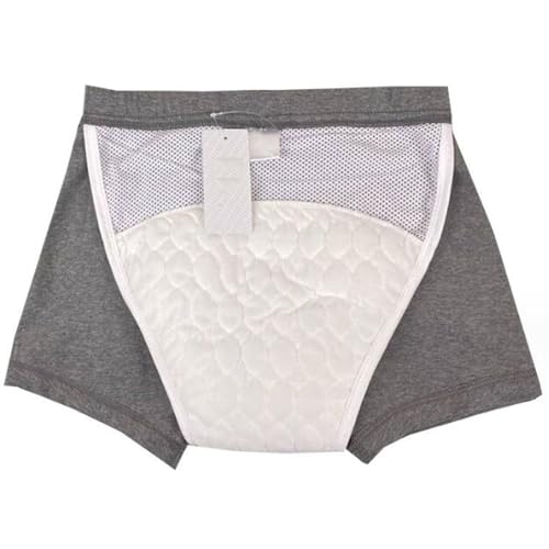 GJXWD Ropa Interior para Incontinencia para Hombre, Bóxers A Prueba de Fugas Lavables, Ropa Interior con Control de Olores, Gran Absorción Calzoncillos para La IncontinenciaGrey,L
