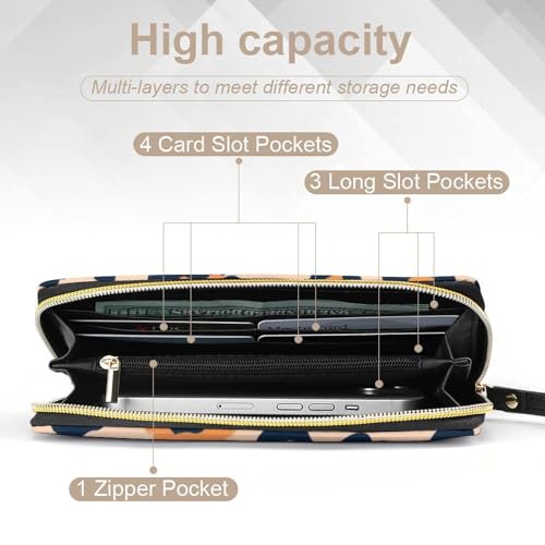 Women Travel Wallet, Zipper Closure Phone Purse, Portable Rope Wallets, Perfect for Business, Watercolor Leopard Cheetah Animal Print4