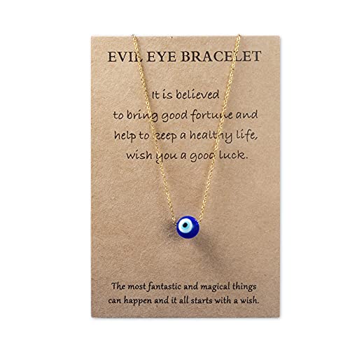 VGWON Rakhi- Collier Oeil du Mal turc, Pendentif yeux bleus pour femme, Idées cadeaux originales pour femme, Cadeau bijou personnalisé, Cadeau d'anniversaire