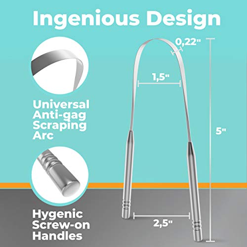 image for KeyConcepts Tongue Scraper (2 pack), Reduce Bad Breath (Medical Grade)