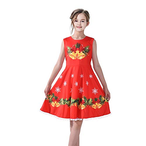 Sunny Fashion Girls Dress Jingle Bell Red Cape Cloak Christmas New Year2