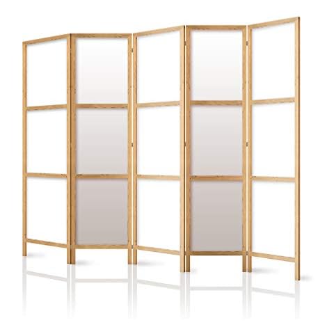 decomonkey Paravent Raumteiler Innen Weiß Orient 225x171 cm 5 Teilig Room Divider Wall Raumteiler Stehend Trennwand Sichtschutz Spanische Wand Sichtschutzwand Wohnzimmer Holz Japan Spa Zen Cover