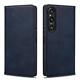 Rssviss Xperia 1 VII 用 ケース 手帳型 SO-51F SOG15 A501SO 手帳型ケース マグネット式 エクスペリア1 vii 用 カード収納 Xperia 1 マーク 7 用 手帳カバー XQ-FS44 6.5インチ W1 ダークブルー