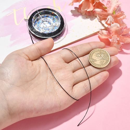 UR URLIFEHALL 10 Rolls Flat Elastic Stretch String Cord 0.8mm Black Elastic String Bead Cord for DIY Craft Jewellery Hanging Decor 10m/Roll - Image 3