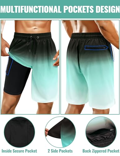 Mens Swim Trunks with Compression Liner Mens Bathing Suit 9 Inch Quick Dry Mens Board Shorts Swimwear Mens Swim Shorts2