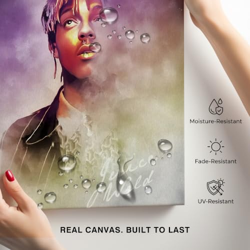 Image of Juice WRLD Canvas Wall Art, Rapper Collage Poster Print, Hip Hop Music Artwork for Bedroom Studio Gaming Room Decor, Vibrant Album Cover Picture Print Framed Music Wall Painting 16X20 inch