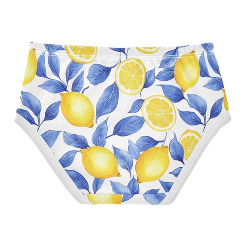 Wusikd Lemon Blue Leaves Girls' Underwear Cotton Yellow Girls Briefs Soft Toddler Underwear 2T2