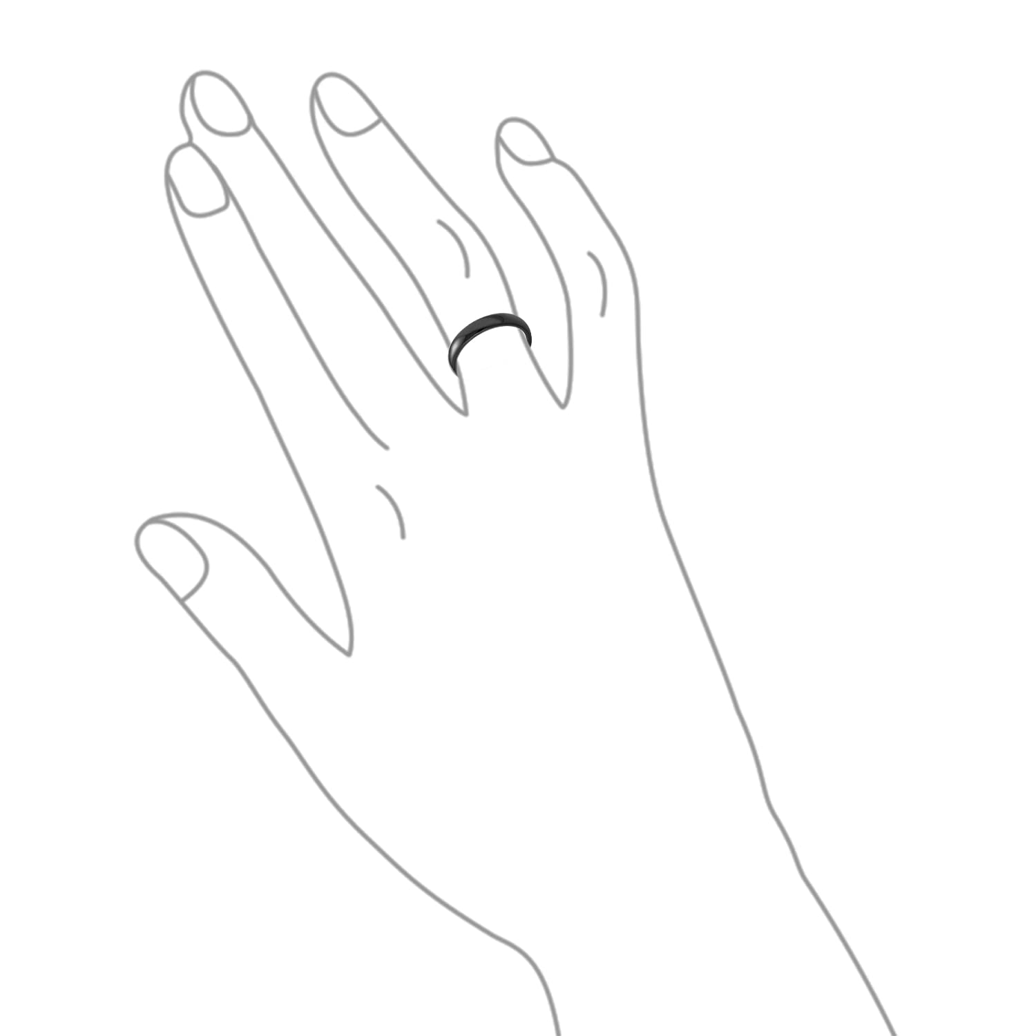 Bling Jewelry Anillo de boda de titanio para parejas diseño simple y liso cúpula negra para hombre y mujer ajuste cómodo 4MM