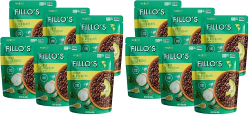 Fillo's Cuban Black Beans - Ready to Eat Beans, Gluten-Free, Preservative-Free, Microwavable Meals, Non-GMO, Plant Protein, Vegan Beans, 10 oz Pk of 6 (Pack of 2)