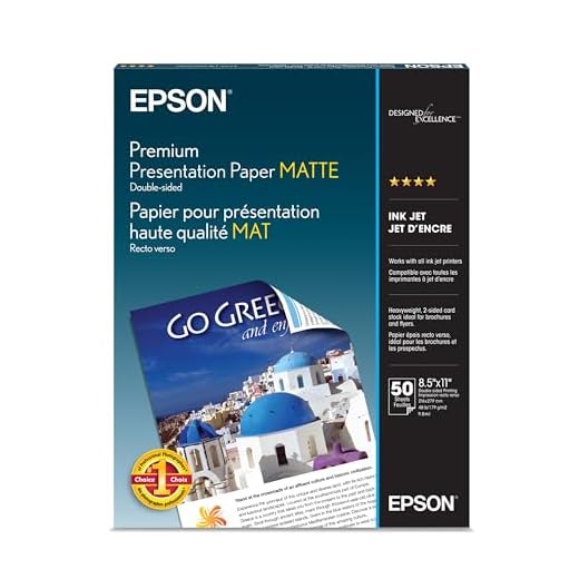Epson Premium Presentation Paper MATTE (8.5x11 Inches, Double-sided, 50 Sheets) (S041568),Bright White