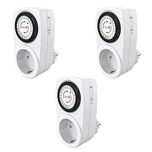 Garza - programmierbarer 24-Stunden-Analog-Timer für den Innenbereich, Packung mit 3 Einheiten Garza - programmierbarer 24-Stunden-Analog-Timer für den Innenbereich, Packung mit 3 Einheiten