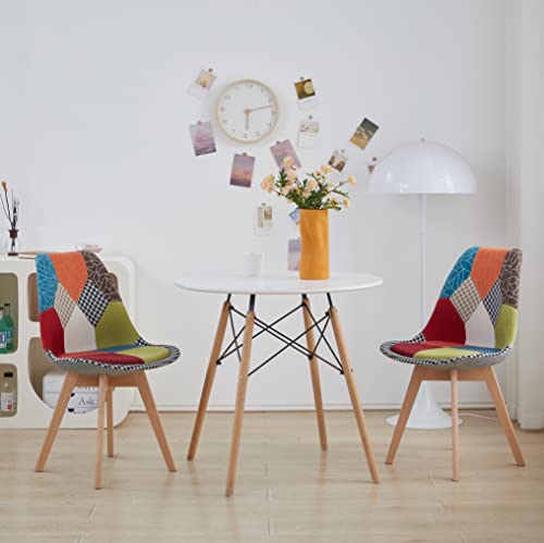 GrandCA HOME Lot de 2 chaises, Chaise de Salle à Manger,Chaise scandinave Patchwork,adapté au Salon et à la Salle à Manger(Rouge-2)