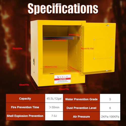 Loyalheartdy 12 Gallon Flammable Storage Cabinet Hazardous Storage Cabinet Fire Safety Manual Door Cabinet Galvanized Steel Safety Cabinet For Commercial Industrial And Home Use thumb #1