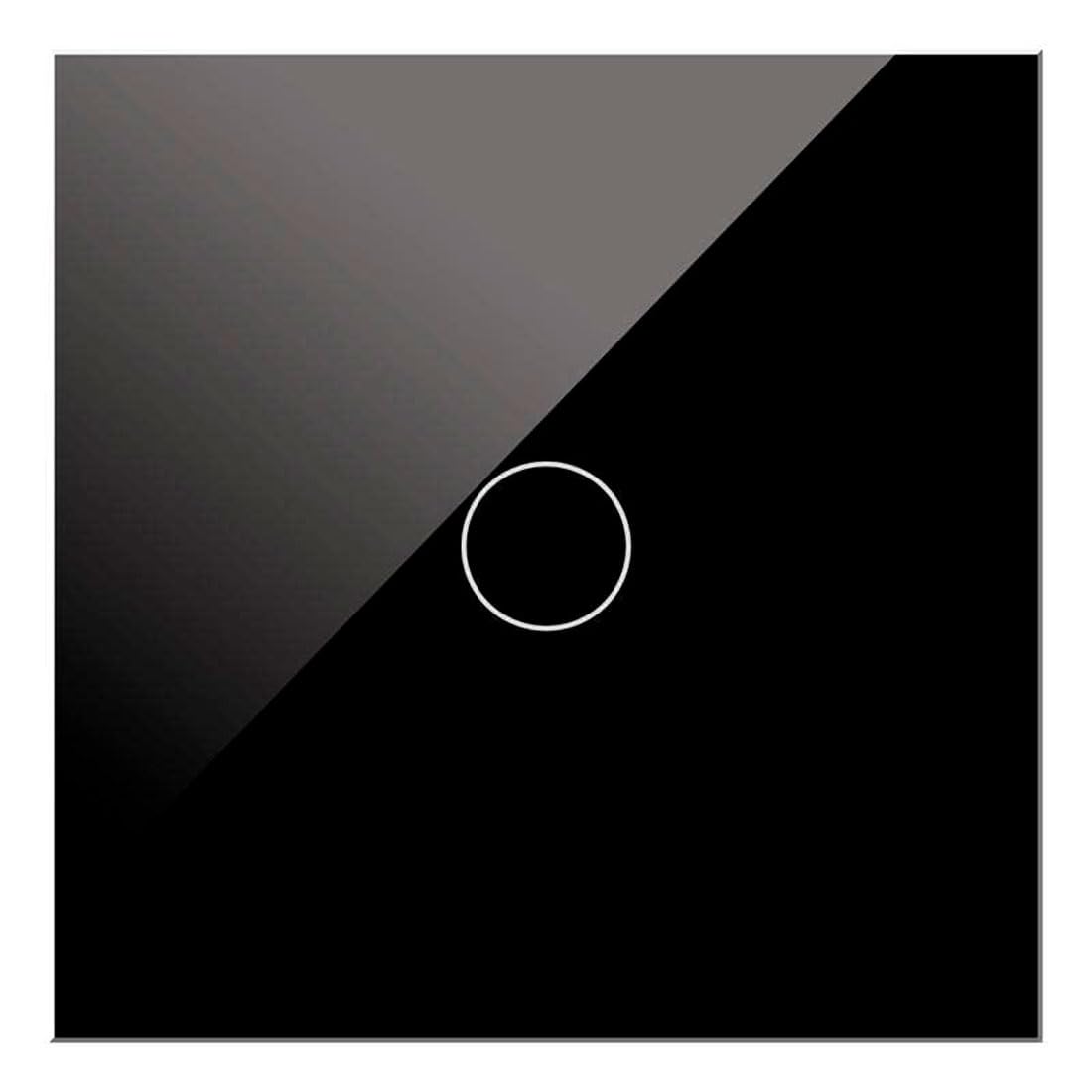WESA - Interruptor Táctil de cristal Negro empotrable Simple, Caja de cristal con pantalla táctil, con material de montaje y con indicador LED