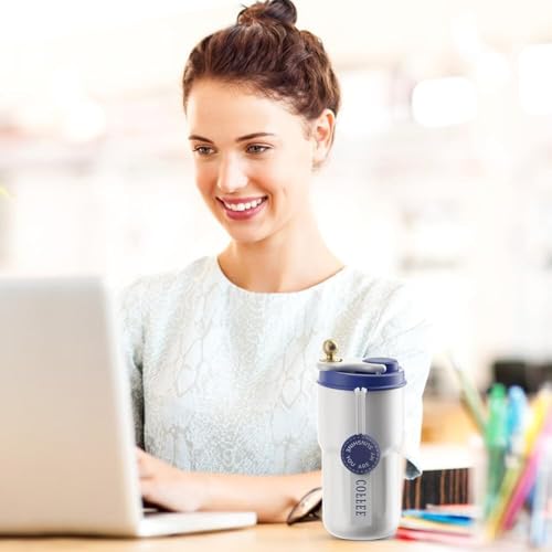 Image of YELONA Stainless Steel Insulated Vacuum Coffee Tumbler | Smart Touch Temperature Display | 420 Ml Flask With 6-Hour Temperature Lock-In Technology - (Blue)