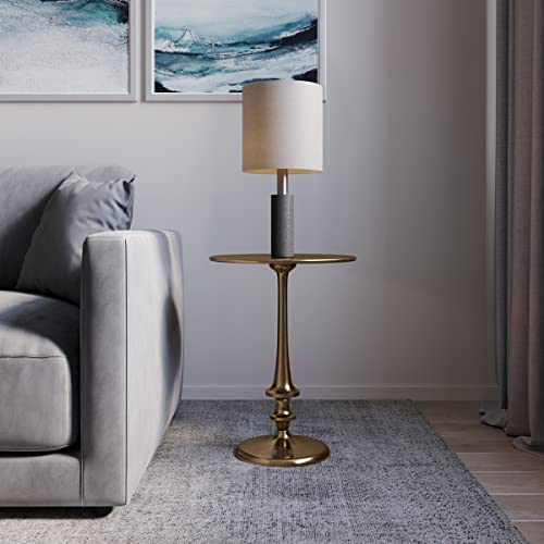 image for Lavish Home Side Table - Iron Pedestal Table with Antiqued Brass Finis