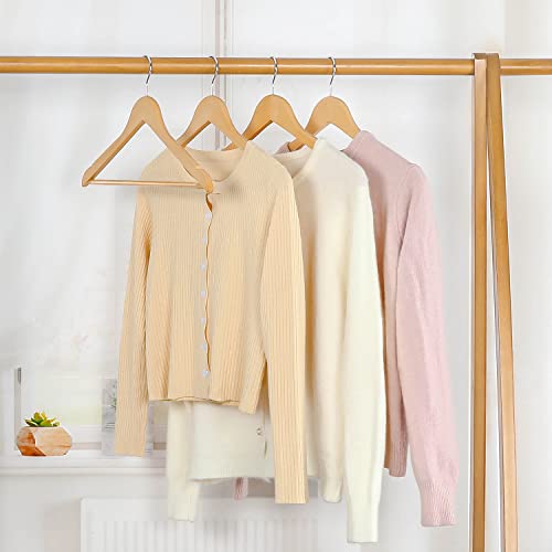 TOPIA HANGER Wooden Hangers 30 Pack, Natural Wood Clothes Hangers, Durable Coat Hanger with 360-Degree Rotatable Hook, Non-Slip Pants Bar and Shoulder Notches for Camisole Tops-CT34N30 - Image 6