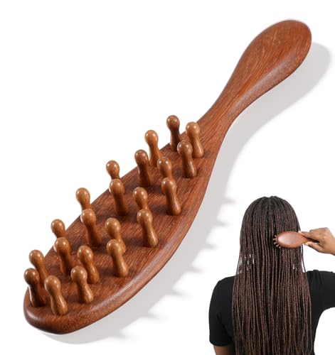 Loc Brush for Dreads Natural Wooden Brush for Locs Wide Tooth Comb for Microlocs & Curly Hair Ergonomic Wooden Detangling Tool Ideal for Detangling Hair & Scalp Massage (8.1 2.0 1.2 in)
