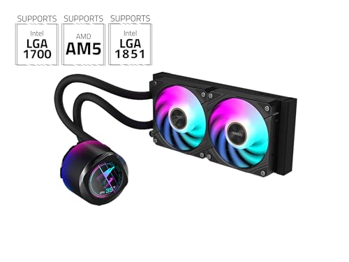 Image of AORUS WATERFORCE X II 240 Liquid CPU Cooler, 240mm Radiator with 2X 120mm Low Noise ARGB Fans, Compatible with Intel LGA1851, LGA1700, and AMD AM5(GP-AORUS WATERFORCE X II 240)