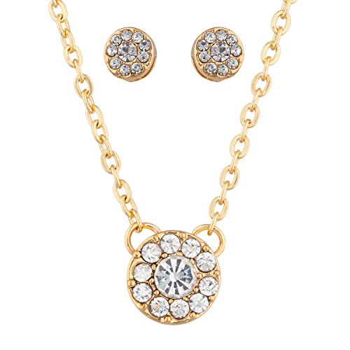 JOTW Round Cluster Pendant with a Adjustable 18 inch Link Necklace & Matching Earrings Set (Goldtone) (Tony A-12) JOTW Round Cluster Pendant with a Adjustable 18 inch Link Necklace & Matching Earrings Set (Goldtone) (Tony A-12)