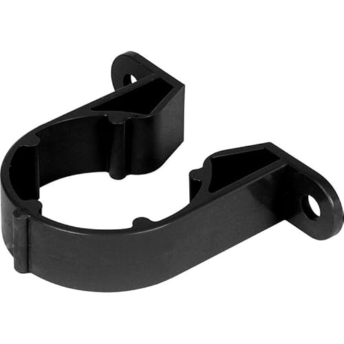 PVC Pipe Clips, 50mm, Black, Pack of 3, Solvent Weld Waste Pipe Brackets