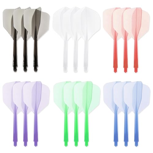 TYXHXTF Lot de 18 Ailettes de Fléchettes avec Tiges, en Une Seule Pièce, 2BA Tige et Ailettes de Fléchette Intégrées, Accessoires pour Le Jeu de Fléchettes(6...