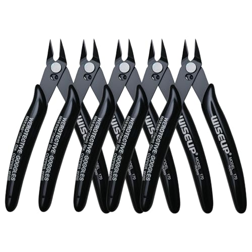 WISEUP Lot de 5 petits coupe-fils, 170 micro-coupeurs à fermeture éclair latérale pour la fabrication de bijoux, électronique, modèle Sprue, cuivre souple