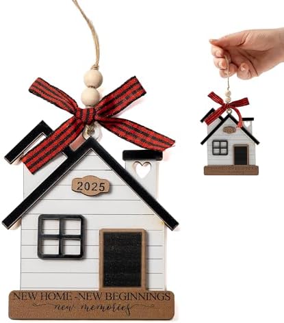 New Home Ornament 2025 – House with Lucky Key | Our First Home, 1st Christmas in New Home Ornament, Wooden Keepsake Christmas Ornament, Housewarming Gifts for New Homeowners & Couples