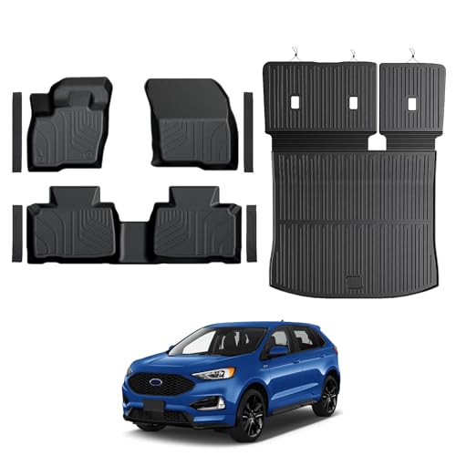 GALVAGNITE Floor Mats for Ford Edge 2015-2026 All Weather Floor Mats Trunk Cargo Liner with Backrest Protectors and Door Sill Guards Accessories Full Coverage Set