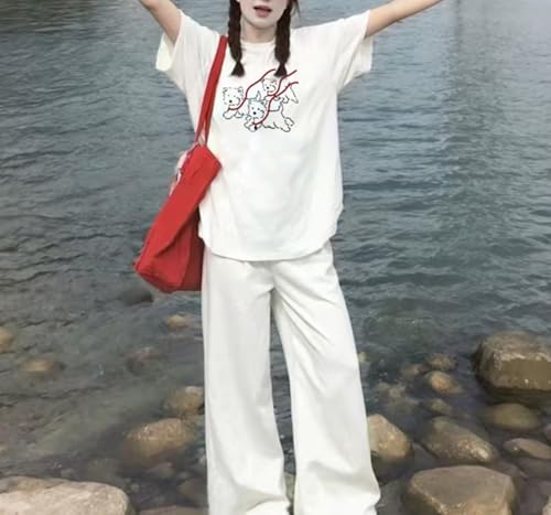 Y2K Kawaii Dogs Graphic T-Shirt for Women Cute Casual Harajuku Oversize Tops Round Neck Cotton Baggy Pullover4