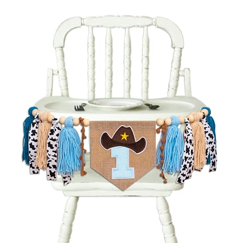 Vgaruint Cowboy High Chair Banner - Rodeo 1st Birthday Tassel