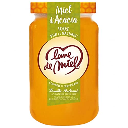 Luna de miel 100% pura y natural miel de acacia 375 g (lote de 4)