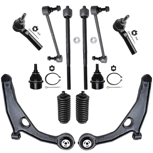 Image of Detroit Axle - 12pc Front End Control Arms Kit for 09-20 Dodge Journey, Lower Control Arms Tie Rods Sway Bars Boots Ball Joints 2010 2011 2012 2013 2014 2015 2016 2017 2018 2019 Replacement