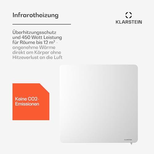 Klarstein Infrarotheizung mit Thermostat, 450W Elektroheizung, Smart Home Infrarotheizung zur Wandmontage, IR mit App-Steuerung & Erkennung Offener Fenster, Effizienter Feuchtraum Heizkörper CO2-Frei – Bild 3