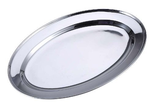 Stainless Steel Oval Rice Tray Plate Serving Dish Platter Meat Buffet Kitchen (20CM)