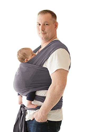 manduca Sling – elastisches Babytragetuch für Neugeborene ab 3,5 kg und Babys bis 15 kg – stabiles Tragetuch aus weichem Jersey-Strickstoff aus 100% Baumwolle (Bio) – Einheitsgröße, Farbe: slate