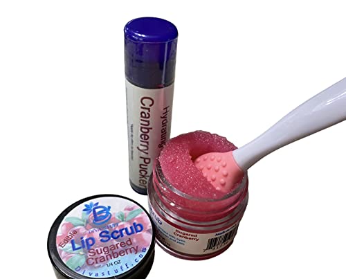 Cranberry Pucker Lip Scrub, Lip Balm, Lip Scrubber Super Set, 3 Pieces #TOP1