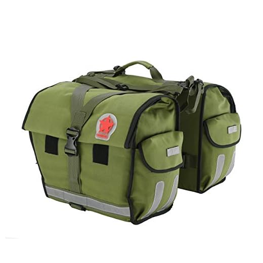Roswheel Water-Resistant Bicycle Rear Seat Carrier Bag Double Pannier Bag Army Green 45L with