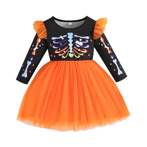Kunyeah Bebé menina Halloween Tutu vestido de criança transa fato infantil manga comprida colorido impressão saia de renda