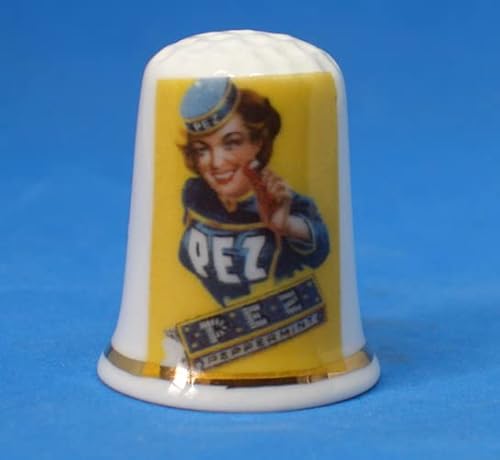 Generic - Birchcroft Porcelain China Collectible Thimble - Pez Sweets Poster - Dome Box