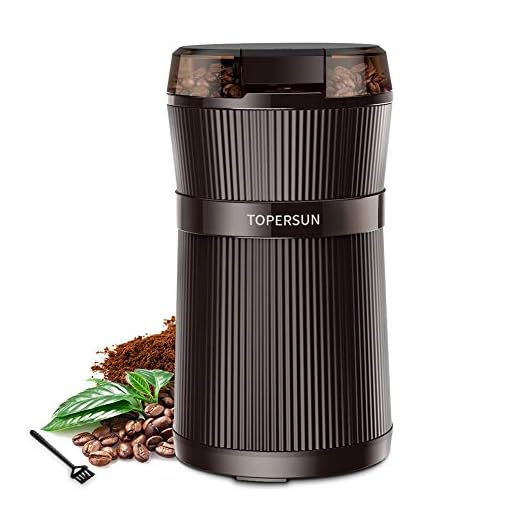 TOPERSUN Macinacaffè Elettrico con Lama Coppa Interna Lavabile Caffè Macina 200ml Lame in Acciaio Inossidabile 200W Macina Chicchi di Caffè Frutta a Guscio Spezie Grano Semi