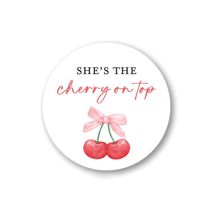 Étiquettes autocollantes She's The Cherry on Top pour sublimer vos cadeaux d'invités de fête