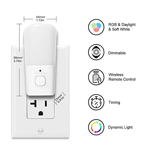 L Lohas Led LH-GY009-RGB-2P Lohas Kids Led Night Lights Plug In, Rgb Color Changing Plug Into Wall Lights Remote thumb #4