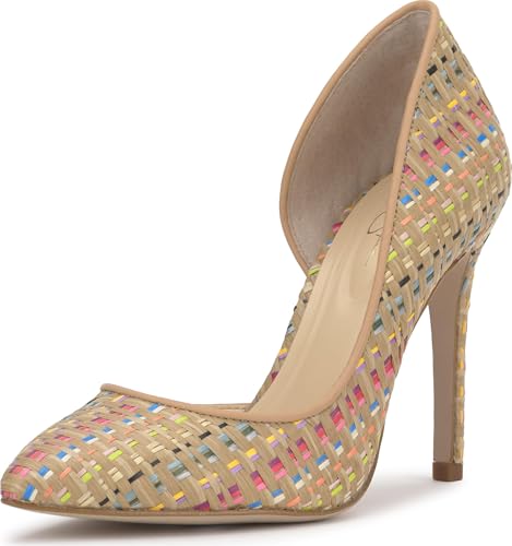 Jessica Simpson Women's Prizma D'Orsay Pump, Natural/Praline Raffia, 7