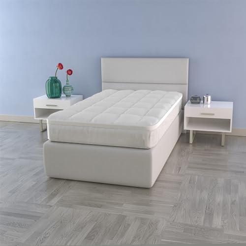 Topper MORFEO Letto Singolo 80x195cm, Imbottito e Trapuntato con Soffietto di 5cm e Fascia Coprimaterasso Perimetrale