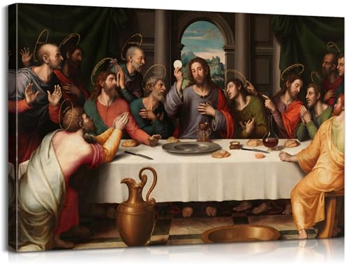 Mistyefly Last Supper Canvas Wall Art with Inner Wooden Frame - Leonardo da Vinci Jesus Christian Religious Wall Decor for Dining Room & Bedroom - Lightweight & Easy to Hang, 12x18 Inches